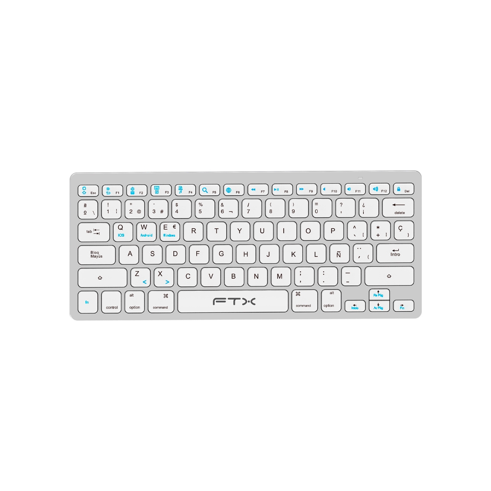 fastrax_99516_6a615a026fd8e.jpg TECLADO FTX BLUETOOTH FTXB1000 ULTRA SLIM ESP/PLATA - Imagen 1
