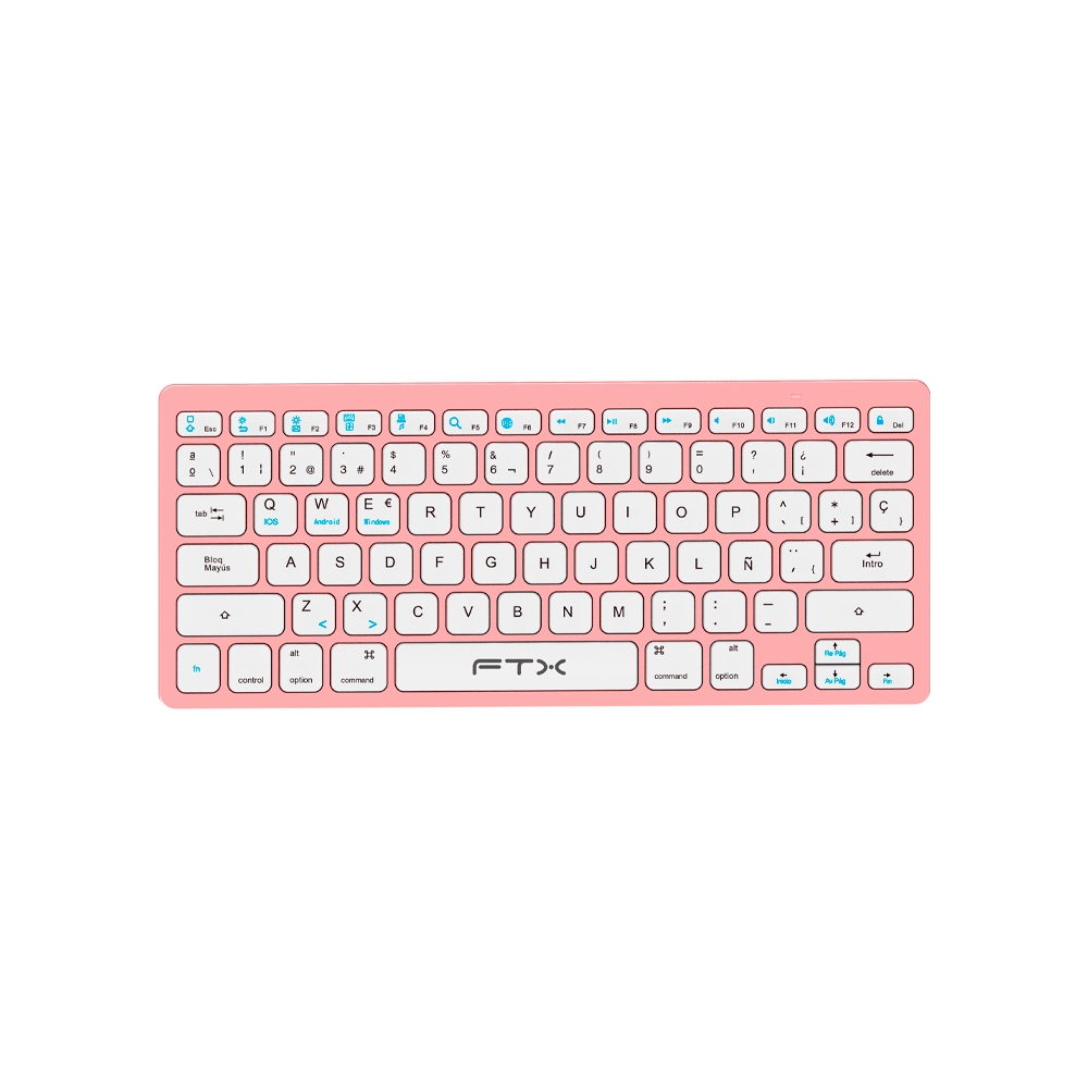 fastrax_99530_6a615a0531429.jpg TECLADO FTX BLUETOOTH FTXB1000 ULTRA SLIM ESP/ROSA - Imagen 1