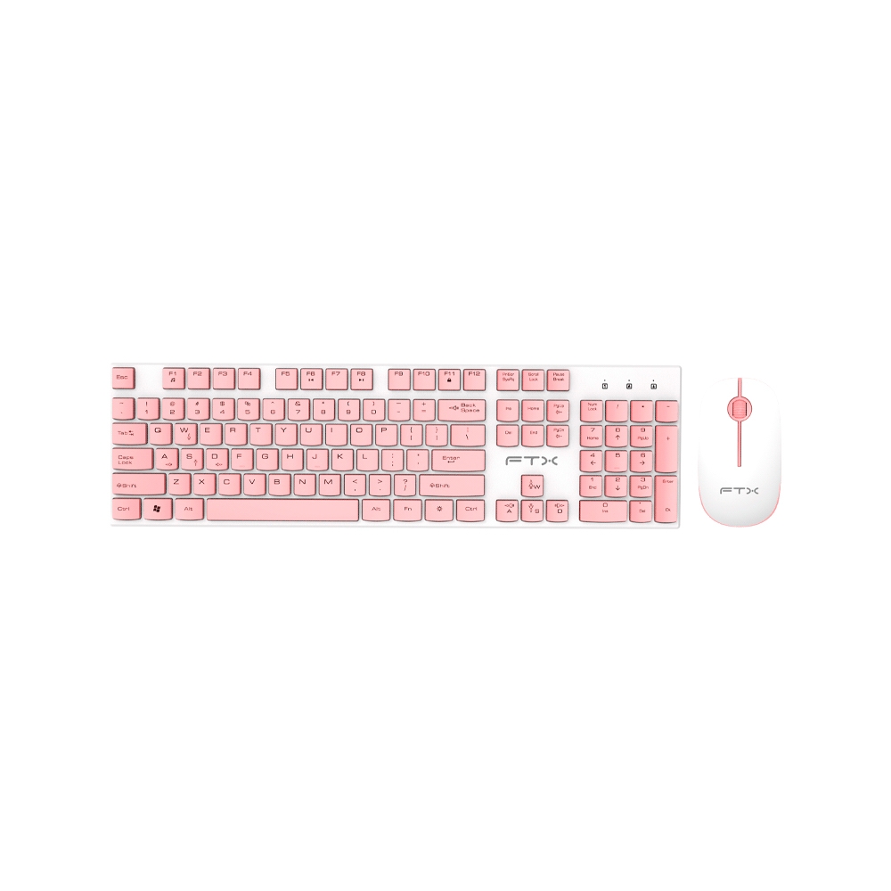 fastrax_99653_6a615a144ddac.jpg TECLADO + MOUSE FTX WIRELESS FTXGK600 NUMERICO/ESPAÑOL BLANCO/ROSA - Imagen 1
